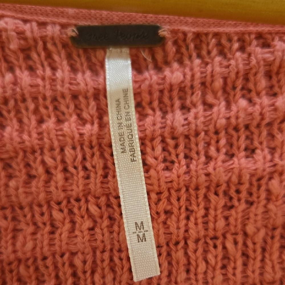 Free People West Coast V Neck Pink Sweater, Comfy Vibes, Statement, M - Picture 5 of 8